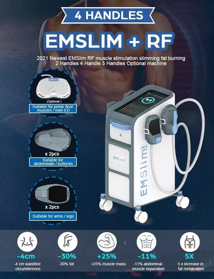 Ems Neo Fat Burning Muscle Building Body Sculpting Machine with 4 Handles for Belly Fat Reduction Butt Lifting