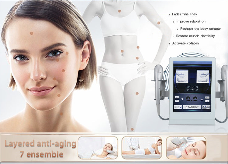 Double handle 7D HIFU Facial Lifting Device With 7 Cartridges