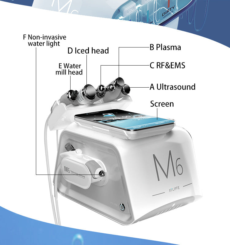6 in 1 Facial Management M6 Microdermabrasion dermabrasion Facial Machine Multifunction Portable Oxygen Cleaning Device