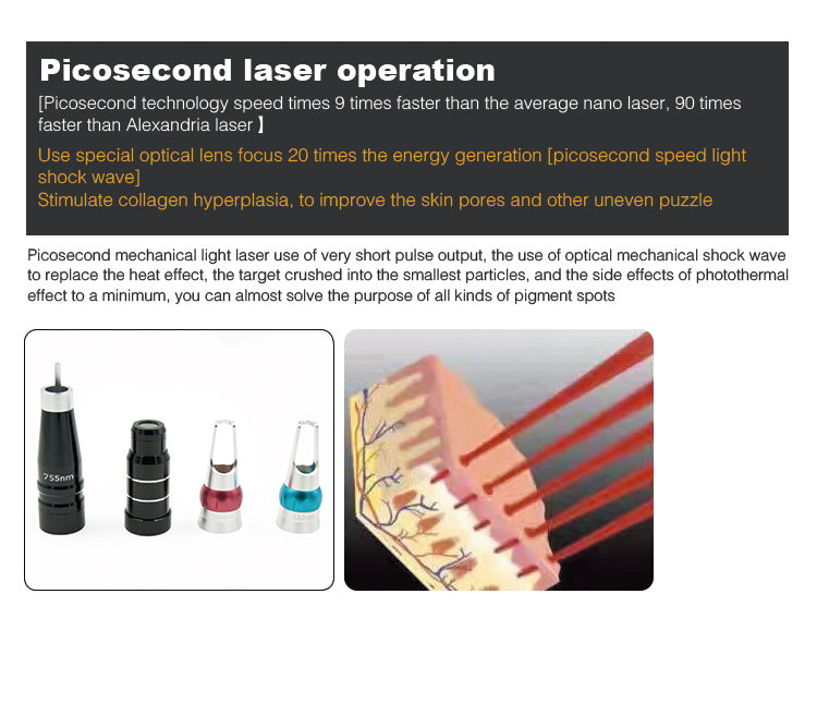 Black Vertical Picosecond Laser Tattoo Removal Pigmentation Therapy Device