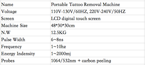 ND-YAG laser Tattoo Removal Pigmentation Therapy Device