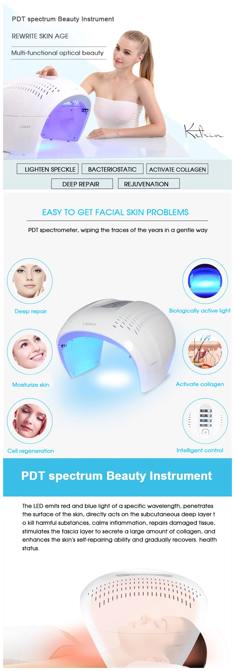 7 Color PDT LED Photon Light Therapy Lamp Facial Body Beauty SPA PDT Skin Tighten Rejuvenation Wrinkle Remover Acne Device