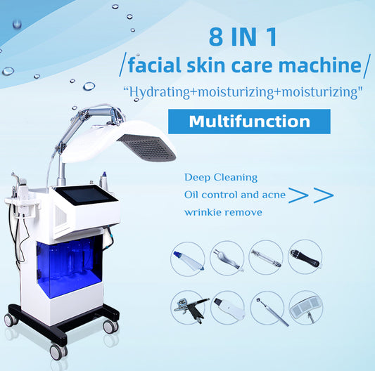 Multifunction Led Light 8 In 1 Hydra Dermabrasion Oxygen Jet Skin Rejuvenation Machine