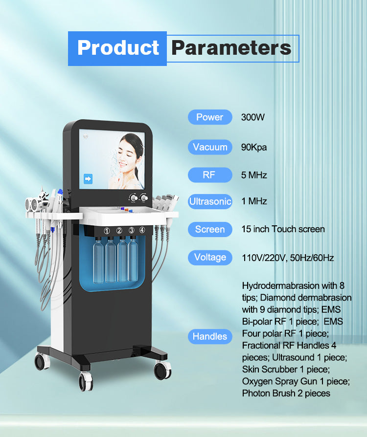 14 In 1 Korea Aqua Peeling Machine Hydro Oxyge Facial Diamond Dermabrasion Machine H2o2 Hydrafacials Machine