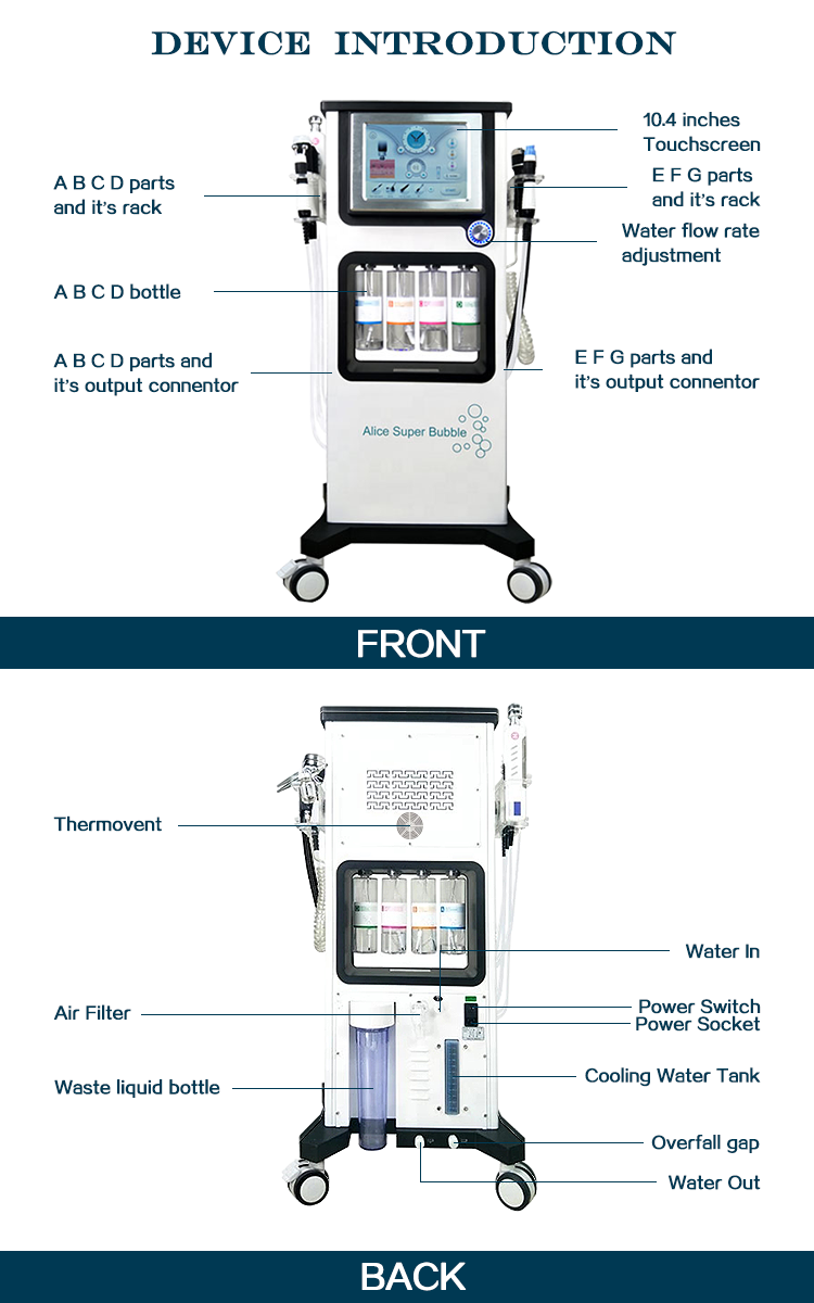 Vertical Multi-Functional 7 in 1 Microdermabrasion / Ultrasonic RF BIO Hydra Dermabrasion Hydro Facial Machine