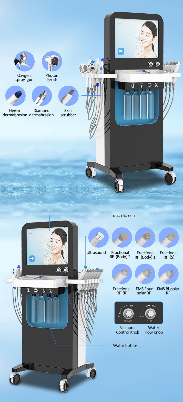 14 In 1 Korea Aqua Peeling Machine Hydro Oxyge Facial Diamond Dermabrasion Machine H2o2 Hydrafacials Machine