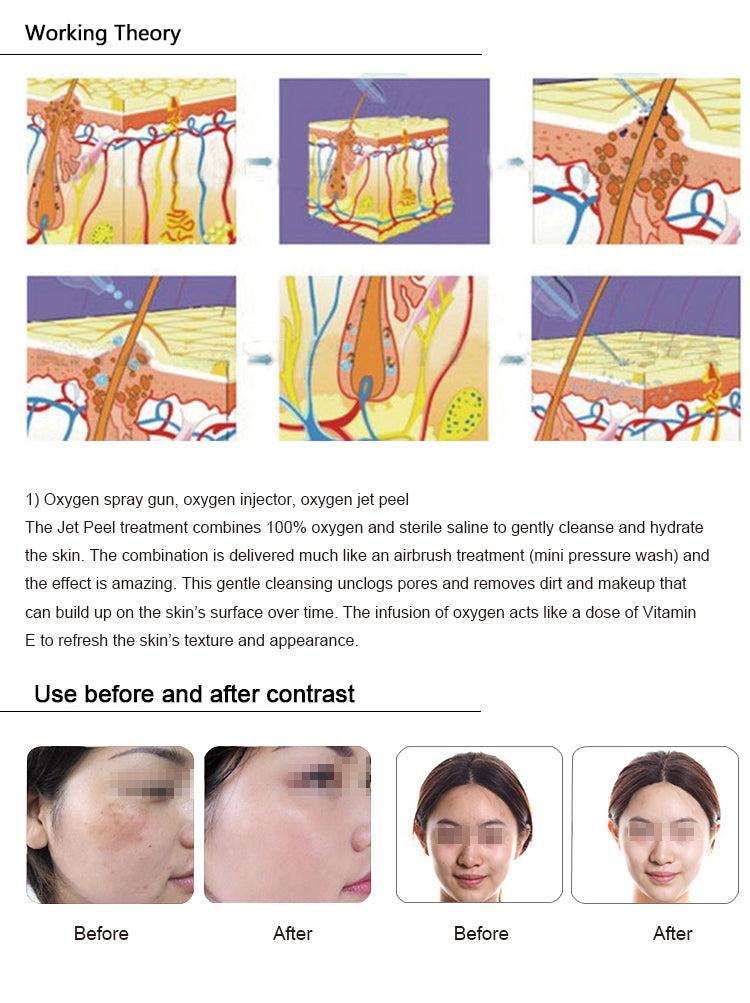 Multifunction Led Light 8 In 1 Hydra Dermabrasion Oxygen Jet Skin Rejuvenation Machine