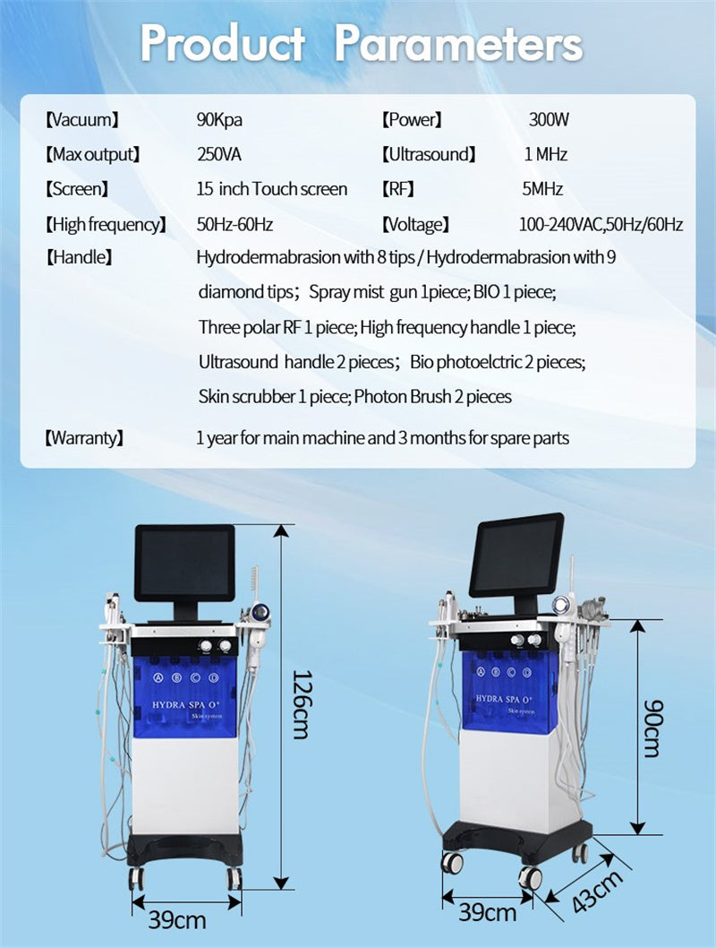 2023 multifunctional Hydro Water 14 in 1 Oxygen Jet Peel Facial Beauty deeping Clean Skin Device