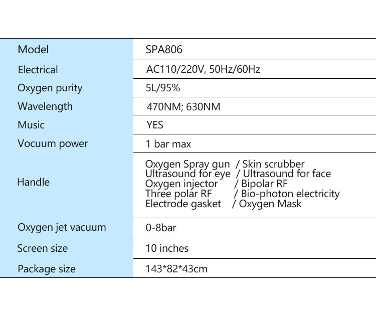 10 in 1 Hydra Oxygen Deep Clean Oxygen Jet Ultrasound RF Skin Oxygen Facial Machine Diamond Dermabrasion Hydro Facial Machine