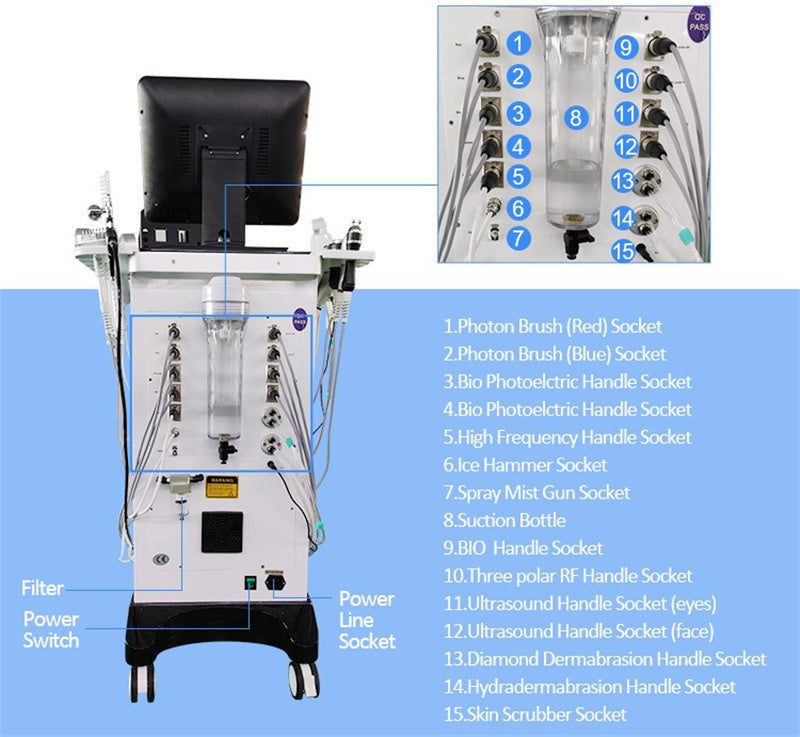 2023 multifunctional Hydro Water 14 in 1 Oxygen Jet Peel Facial Beauty deeping Clean Skin Device