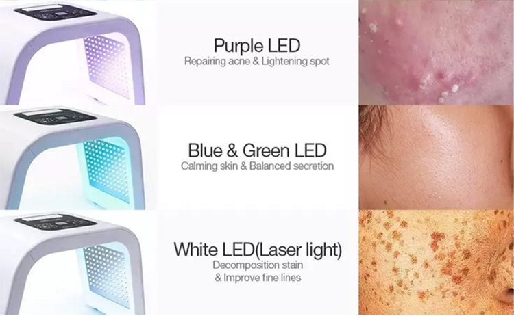 Portable 7 Color Led Photon Red Blue Acne Removal Skin Rejuvenation Spectrometer Ems Face Massage Whitening Skin Rejuvenation