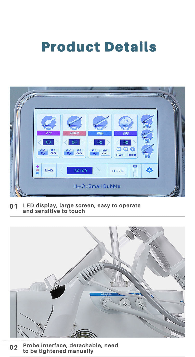 8 in 1 Hydrogen water Dermabrasion Oxgen jet Peel Diamond Oxygen facial machine microcurrent machine salon equipment