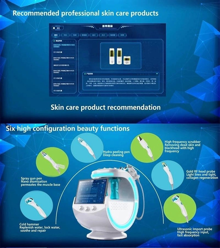 Hydrafacials 7 in 1 water peel microdermabrasion /hydrodermabrasion facial machine with skin analyzer