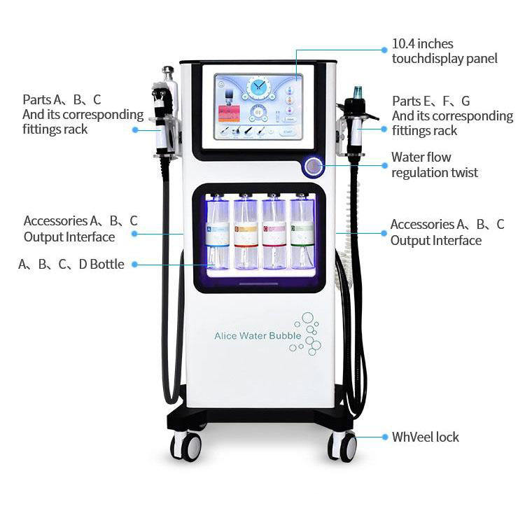 Vertical Multi-Functional 7 in 1 Microdermabrasion / Ultrasonic RF BIO Hydra Dermabrasion Hydro Facial Machine