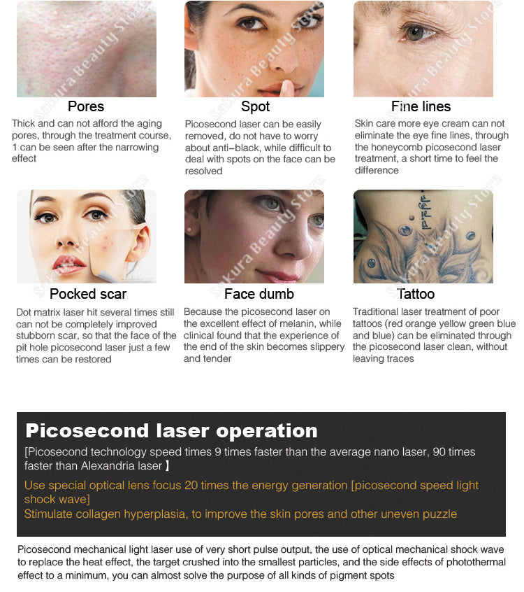 White Picosecond Laser Tattoo Removal Device 1320nm 1064nm 532nm Carbon Peeling