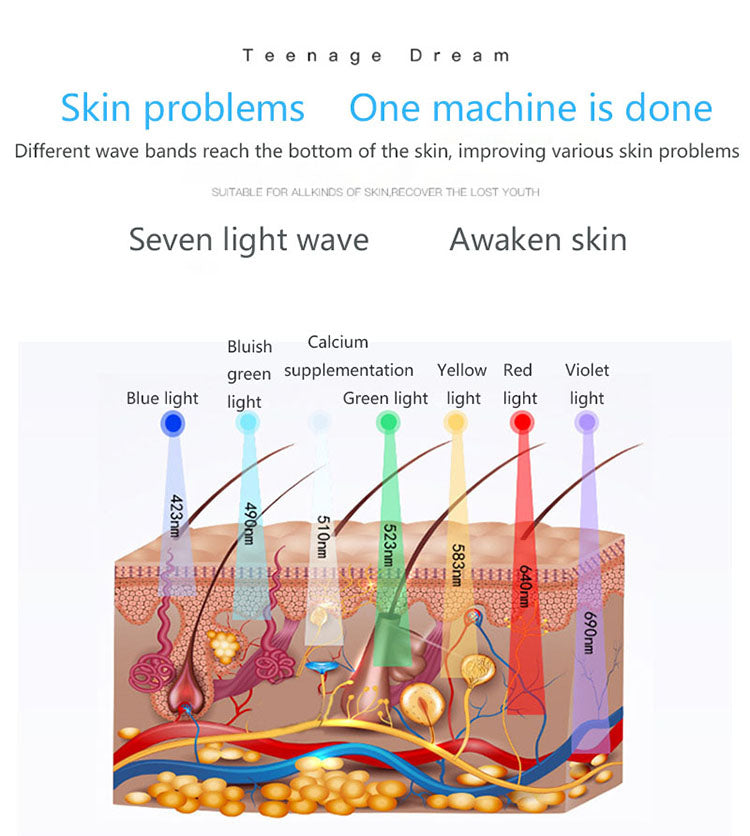 Portable PDT LED Facial Light Phototherapy Skin Care Bio-Light Therapy Device